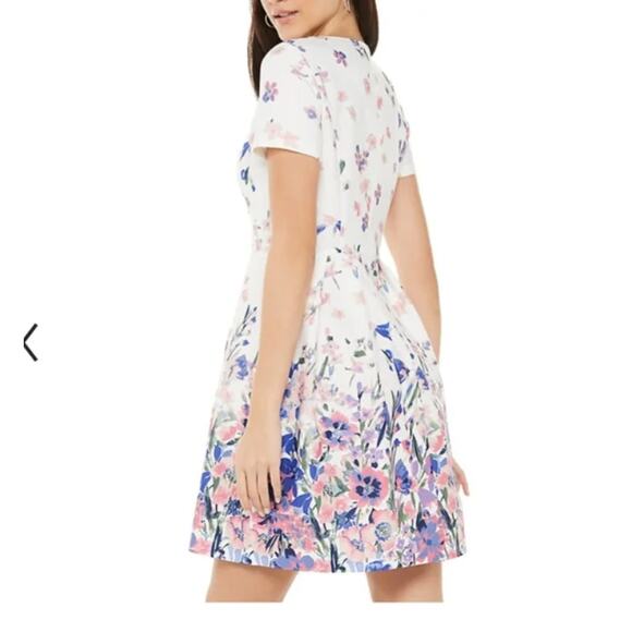 Women's Plus Elle Short Sleeve White Floral Pink Purple Spring Dress XXL - Picture 2 of 10